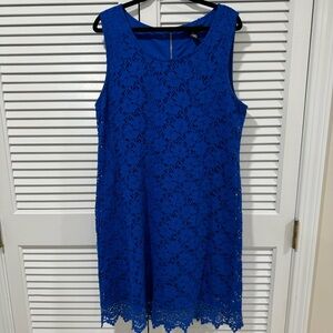 Royal blue eyelet lace sleeveless dress